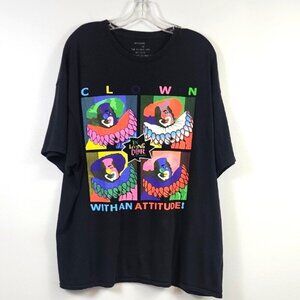 Retro Black Multicolor In Living Color Hommie The Clown Graphic Shirt, sz 2X